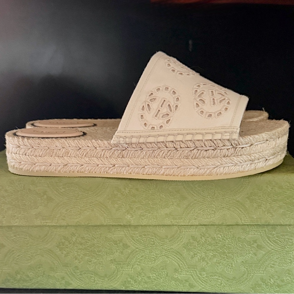 Gucci Greggio/Raw Nat/Ivoi Cream Platform Slide Sandals - Picture 13 of 13